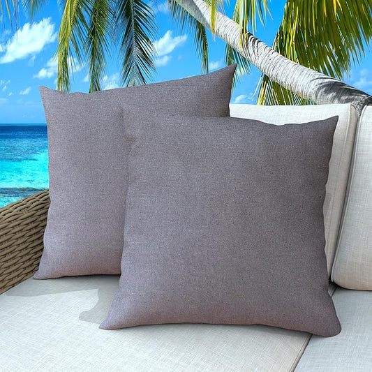 Outdoor Pillows Set of 2, 22''×22''Waterproof Throw Pillow for Patio Furniture, Feathers and Down Filled Outside Decorative Pillows Inserts for Garden, Porch Swing, Couch and Sofa
