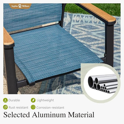 Sophia & William Patio Dining Set 9 Pieces, 8 Aluminium Patio Dining Chairs with 1 Extendable Dining Table for 6-8 Person, Patio Table and Chairs for Outdoor Lawn (Blue)