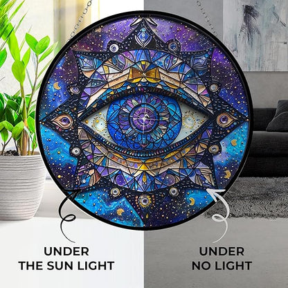 Personalized Evil Eye Mandala Stained Glass Suncatcher Stained Glass Window Hanging Home Decor Garden Halloween Christmas Wedding Housewarming Gifts