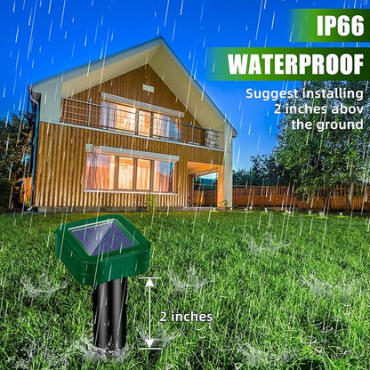 8 Pack Solar Powered Mole Repellent Ultrasonic Stakes - Outdoor Snake, Gopher, Vole, Groundhog Repeller for Yard & Lawn, Waterproof Pest Deterrent for Garden & Farm