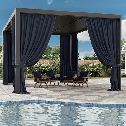 Gazebo Universal Replacement Privacy Curtain,12'×16' Gazebo Outdoor Waterproof Curtains, 4-Panels Sidewall Curtains with Double Zipper for Patio Canopy, Garden and Backyard (Curtain Only)