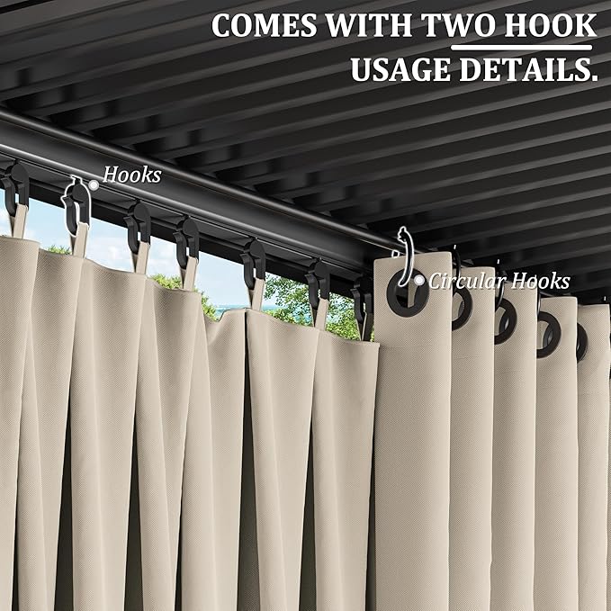 Gazebo Universal Replacement Privacy Curtain,10'×13' Gazebo Outdoor Waterproof Curtains, 4-Panels Sidewall Curtains with Double Zipper for Patio Canopy, Garden and Backyard (Curtain Only)