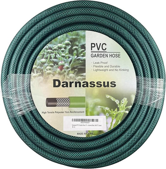 PVC Garden Hose 1/2 Inch Green Heavy Duty Water Hose with Solid Brass Fittings,No Leaking, Flexible,for outdoors,Lawns,Patio (100 FT, Green, Brass Fittings)