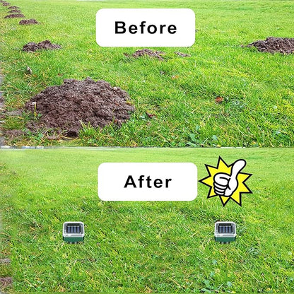 Mole Repellent Solar Powered, 10 Pack Gopher Repellent and Snake Repellent for Yard, Waterproof Ultrasonic Vibration Stakes for Outdoor Lawn Garden to Get Rid of Moles, Voles, Groundhogs, Rodents