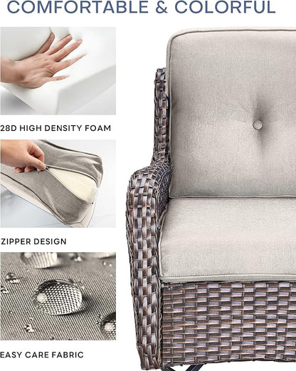 Pop 22x25/22x24 Outdoor Replacement Cushions - 1 Set High Back Deep Seat Patio Furniture Cushion for Wicker Dining Swivel Rocking Chairs Rattan Loveseat Couch Sectional Sofa - Beige/Button
