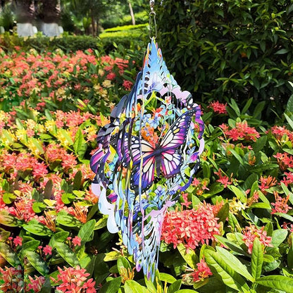 Wind Spinners Butterfly Art12 inch 3D Stainless Steel Laser Cut Metal Art Geometric Pattern Wind Sculpture Hanging for Garden Decorations Gifts Indoor Outdoor