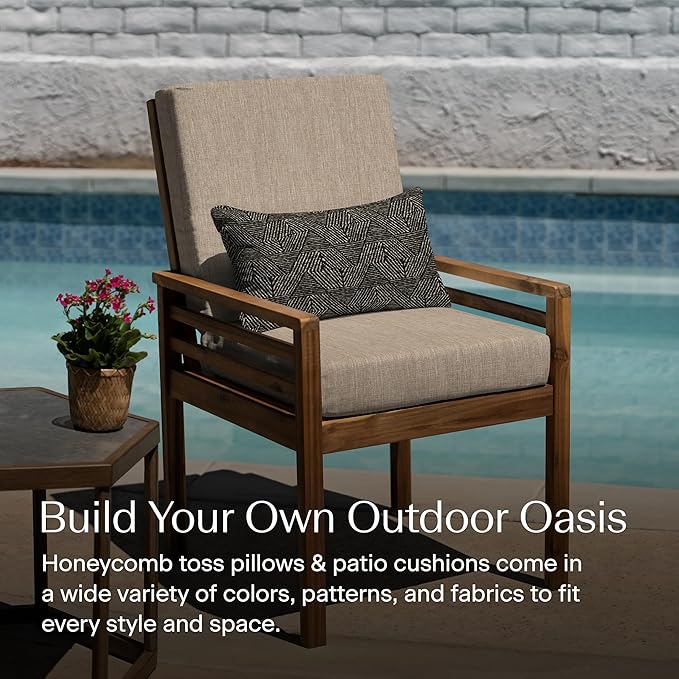 Honeycomb Outdoor Lumbar Toss Pillow Set, 22" W x 12" L, Zaire Black Lumbar Outdoor Pillows