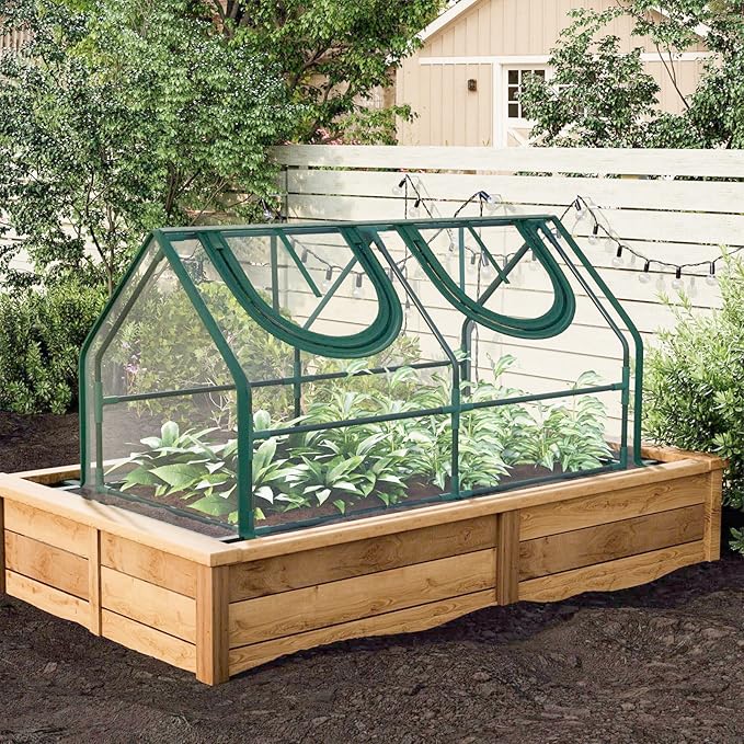 Portable Mini Greenhouse, 47.3"x26.4"x26.4" Greenhouses for Outdoors with Dual Large Zipper Doors & Ground Stakes, Waterproof Plastic Green House for Outside Garden Patio Backyard