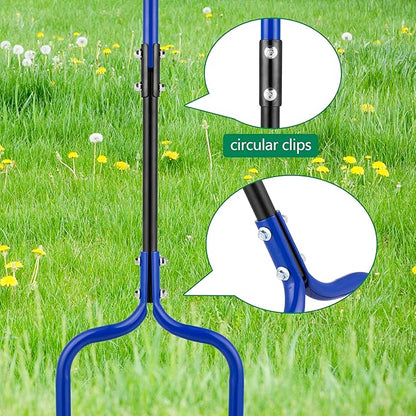 Spike Tine Fork Lawn Aerator - Four 5.2'' Stainless Steel Spikes Manual Gardening Hand Tool - Grass Dethatcher Aerator Lawn Tool with Solid Tines for Compacted Soil - Lawn Plugger Aerator
