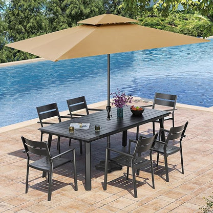 Aluminum Outdoor Dining Table for 6-8, 83" Rectangle Patio Table with 1.69" Umbrella Hole, All-Weather Deck & Backyard Furniture