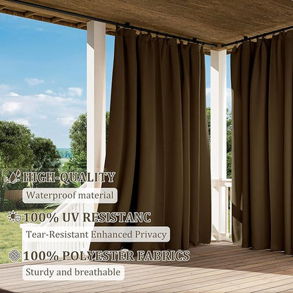 Gazebo Universal Replacement Privacy Curtain,10'×12' Gazebo Outdoor Waterproof Curtains, 4-Panels Sidewall Curtains with Double Zipper for Patio Canopy, Garden and Backyard (Curtain Only)