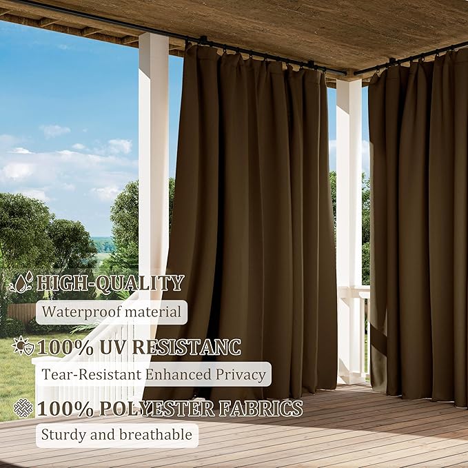 Gazebo Universal Replacement Privacy Curtain,12'×14' Gazebo Outdoor Waterproof Curtains, 4-Panels Sidewall Curtains with Double Zipper for Patio Canopy, Garden and Backyard (Curtain Only)