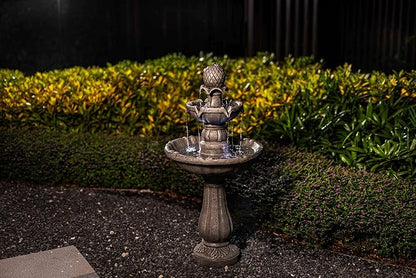 3 Tiered Outdoor Water Fountains –42.2 in. Tall Waterfalls, Elegant Water Feature for Garden, Yard, Patio, Home Decor (Grey)