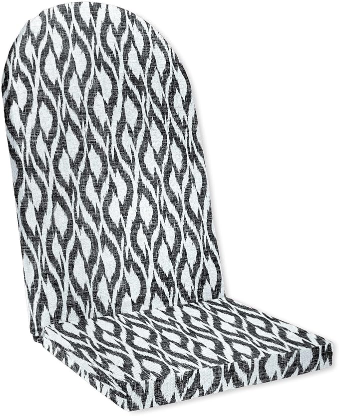 BrylaneHome Adirondack Chair Cushion - 44" L x 18" W x 2" H - Patio & Outdoor - Water, Stain & Fade Resistant - Black Ikat
