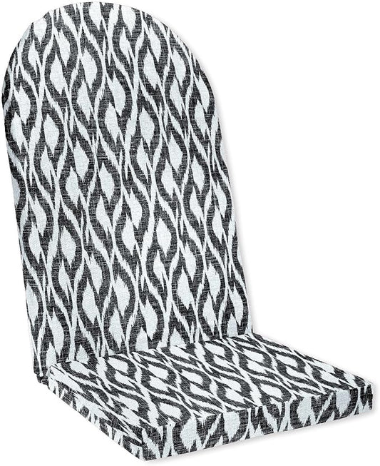 BrylaneHome Adirondack Chair Cushion - 44" L x 18" W x 2" H - Patio & Outdoor - Water, Stain & Fade Resistant - Black Ikat