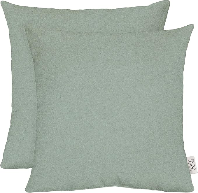 RSH DECOR: Sunbrella Square Throw Pillows Set of 2 | 17" x 17" | Water and Fade-Resistant Performance Fabric | Outdoor Pillow Covers with Down-Alternative Inserts | Made in USA (Cast Mist Green)