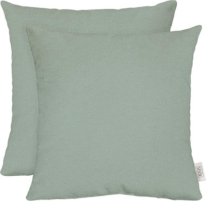 RSH DECOR: Sunbrella Square Throw Pillows Set of 2 | 17" x 17" | Water and Fade-Resistant Performance Fabric | Outdoor Pillow Covers with Down-Alternative Inserts | Made in USA (Cast Mist Green)