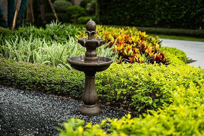 3 Tiered Outdoor Water Fountains –42.2 in. Tall, Like Stone Bird Bath for Outside, Elegant Waterfall Feature for Garden, Yard, Patio, Home Decor (Bronze Color)