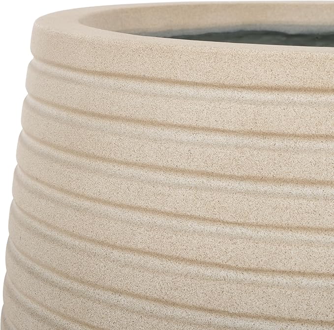 SAFAVIEH Outdoor Collection Jasper Beige Cement Ficonstone Planter Pot Set of 2
