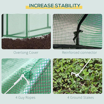 Outsunny 8' x 6' x 7' Walk-in Greenhouse with Mesh Door and Windows, 18 Shelf Green House with Trellis, Plant Labels, UV Protective for Growing Flowers, Herbs, Vegetables, Saplings, Green