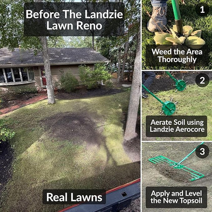 LANDZIE - The Original 24 Inch Compost and Peat Moss Spreader Roller - Top Soil, Sand, Manure, Mulch, Top Dressing Lawn and Garden Spreader