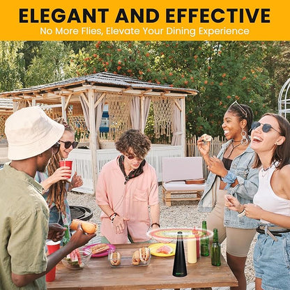 BUGGOFF Black Fly & Flying Insect Repellent Fan with Twin Blades, Table top & Hangable, Battery Powered USB C Chargeable, Cable Included. Safe Blades with Auto Stop. 4 Pack