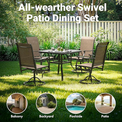 Soohow Swivel Outdoor Dining Chairs Set of 6, Patio Swivel Dining Chair with Textilene Fabric, Outdoor Metal Armchair All Weather Resistant, Ergonomic Comfort, Perfect for Patio, Backyard, Balcony