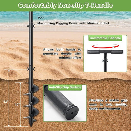 Post Hole Digger, Hand Auger Spiral Drill for Planting, 38 Inch Long Post Hole Digger Manual Earth Auger for Fence Posts, Sand, Bulb, Seedlings, Tree, Mail Box, Non Slip T Handle