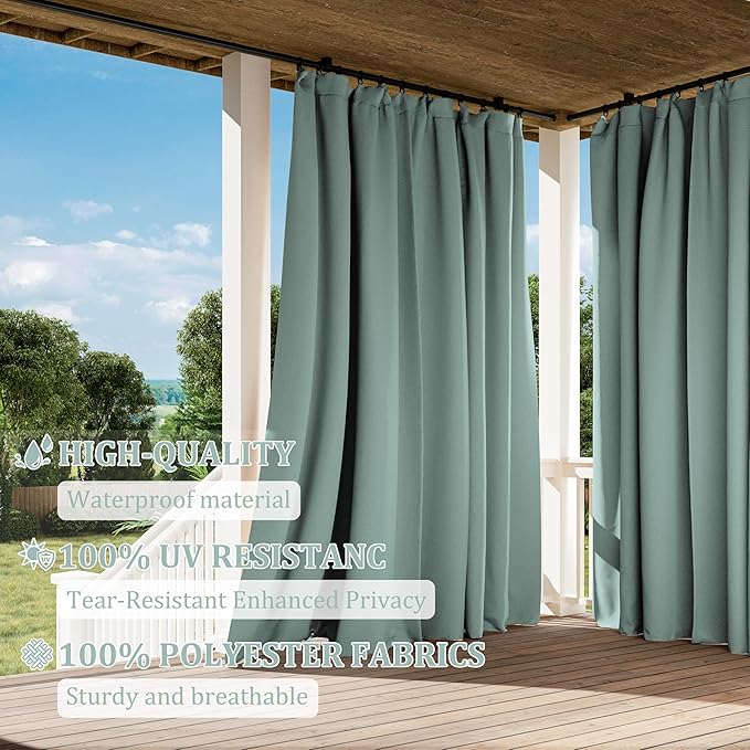 Gazebo Universal Replacement Privacy Curtain,12'×12' Gazebo Outdoor Waterproof Curtains, 4-Panels Sidewall Curtains with Double Zipper for Patio Canopy, Garden and Backyard (Curtain Only)