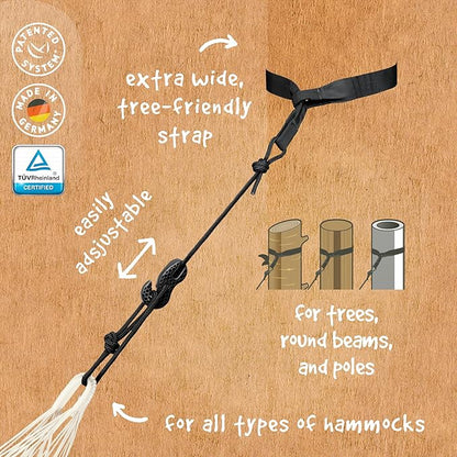 LA SIESTA Flora Classic Cotton Hammock with TreeMount & Straps - Extra Large Patio Hammock, Indoor/Outdoor, 2 Person - King, Curacao