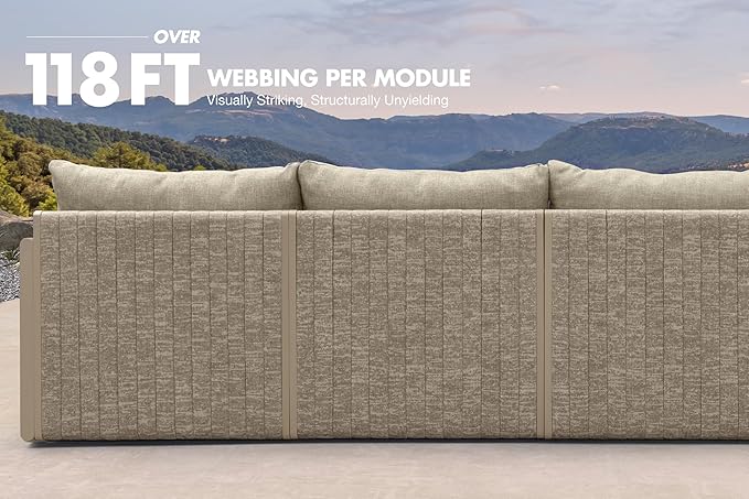 PURPLE LEAF 10 Pieces Patio Conversation Sets with Coffee Table All Weather Outdoor Couch Sectional Set with Cushion Conversation Set for Garden Poolside Backyard Beige