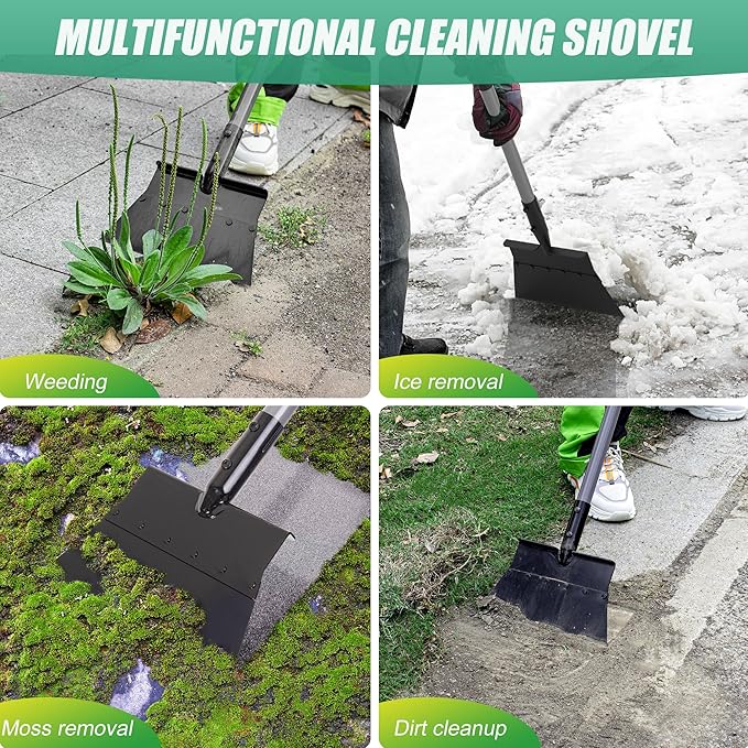 Suchtale 54 Inch Heavy Duty Snow Shovel and Ice Scraper with Adjustable Long Handle, Multifunctional Floor Scraper Tool for Driveway, Sidewalk, Garden and Outdoor Cleaning