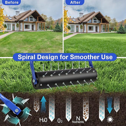 sancat Lawn Aerator, 21" Push Coring Aerator,Preasembled Spike Gardening Aerator Tool,Lawn Plug Soil Aerator,Aerator Lawn Tool,75" Adjustable Handle,Heavy Duty Aerator for Lawn,Garden,Farm Care.