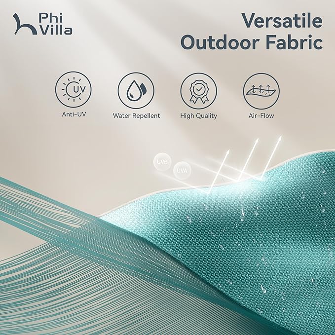 PHI VILLA 13ft Large Patio Umbrellas, Double-Sided Outdoor Market Rectangle Umbrella for Outside, Turquois