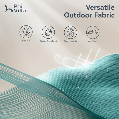 PHI VILLA 13ft Large Patio Umbrellas, Double-Sided Outdoor Market Rectangle Umbrella for Outside, Turquois
