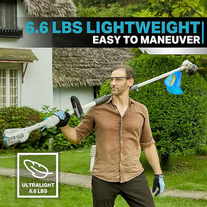 RB 17" Cordless String Trimmer, 40V Lithium Battery Weed Wacker with 4.0Ah Battery & Fast Charger & .095'' line, 2 in 1 Grass Trimmer and Edger, 2-Speed Adjustable, Low Vibration Lawn Garden Tool