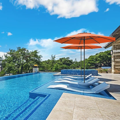 Midtown Umbrellas Push and Pop 9 Feet Outdoor Umbrella, Bright Orange Polyester Fabric - Fiberglass Ribs Deck Patio Umbrella, Backyard Umbrella, Garden Umbrella & Pool Umbrella - Black Pole