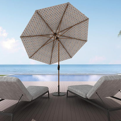 Midtown Umbrellas Sunbrella Umbrella Large Patio Umbrella 2-10 Feet Infused Gem Fabric, Auto-Tilt Aluminum Frame Backyard Umbrella, Deck Umbrella, Garden Umbrella & Porch Umbrella - Wooden Pole