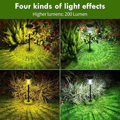 Solar Pathway Lights, 6 Pack 200 Lumens Super Bright Solar Lights Outdoor Waterproof with 2 Lighting Modes, Auto On/Off Outdoor Solar Lights for Yard, Walkway, Lawn, Driveway, Path,Outside
