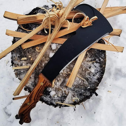 Woodmans Pal - Multi-Use Axe Machete with Sheath - Survival Machete Ideal for Camping, Fishing, Hunting, Bushcraft - Perfect Brush Axe for Surveying… (Wood Handle)