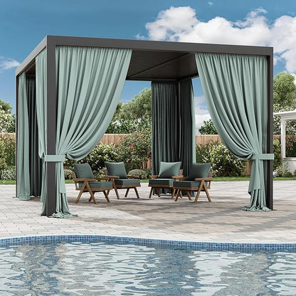 Gazebo Universal Replacement Privacy Curtain,10'×13' Gazebo Outdoor Waterproof Curtains, 4-Panels Sidewall Curtains with Double Zipper for Patio Canopy, Garden and Backyard (Curtain Only)