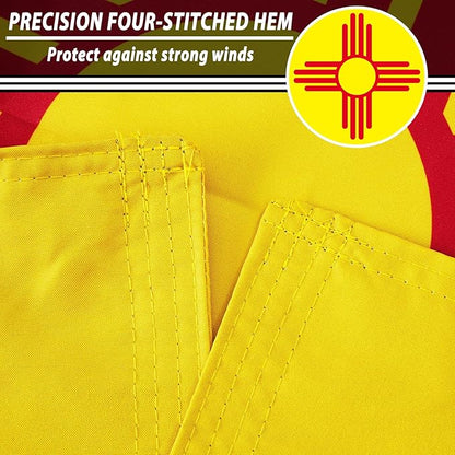 FLAGWIN New Mexico Flag 3x5 FT - 3 Ply Double Sided Polyester Flag with Brass Grommets - Vivid Color and Fade Proof State of New Mexico Flags 3x5 Outdoor