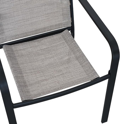 7-Piece Outdoor Dining Set, 48'' Round Table with 6 Stackable Chairs All Weather Furniture Set - Beige Grey