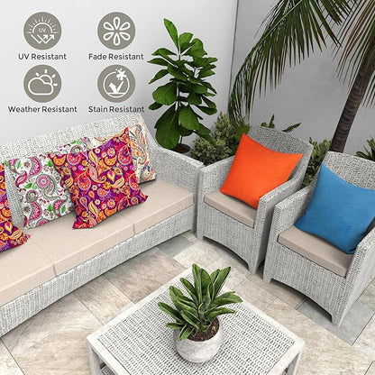 Outdoor Pillows Set of 2, 22''×22''Waterproof Throw Pillow for Patio Furniture, Feathers and Down Filled Outside Decorative Pillows Inserts for Garden, Porch Swing, Couch and Sofa