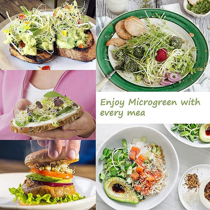 Microgreen Growing Trays, LUVCSOY Sprouting Tray with Humidity Dome, 1.2 mm Small Mesh Holes, BPA Free, Sprouter Kit for Growing Mirco Seeds, Like Broccoli, Alfalfa, Radish, Clover - 4 Pack | Colorful