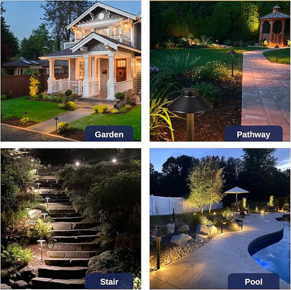 Gardenreet Brass Low Voltage Landscape Lighting - 12V LED Path Lights IP65 Waterproof, Hard-Wired Pathway Light Black for Outside Walkway Garden with 3W 2700K Warm White G4 Replaceable Bulb (6 Pack)