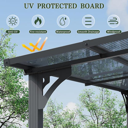 Vongrasig 10’ x 10’ Gazebo for Patio, Large Wall-Mounted Pergola Gazebo on Clearance, Outdoor Lean to Awnings for Backyard, Deck, Patio