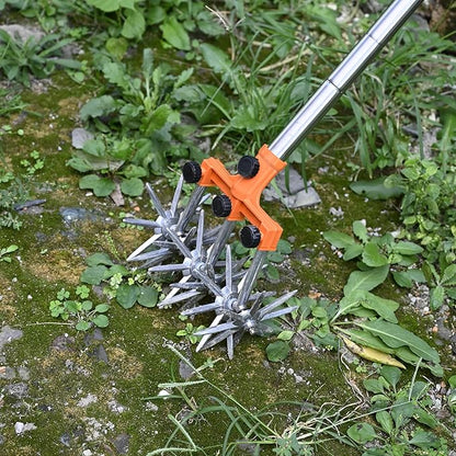 Rotary Cultivator Garden Rotary Tiller Adjustable Stainless Steel Poles Hand Tiller for Soil Mixing or Reseeding Grass Lawn Tiller Total Length 57 Inch