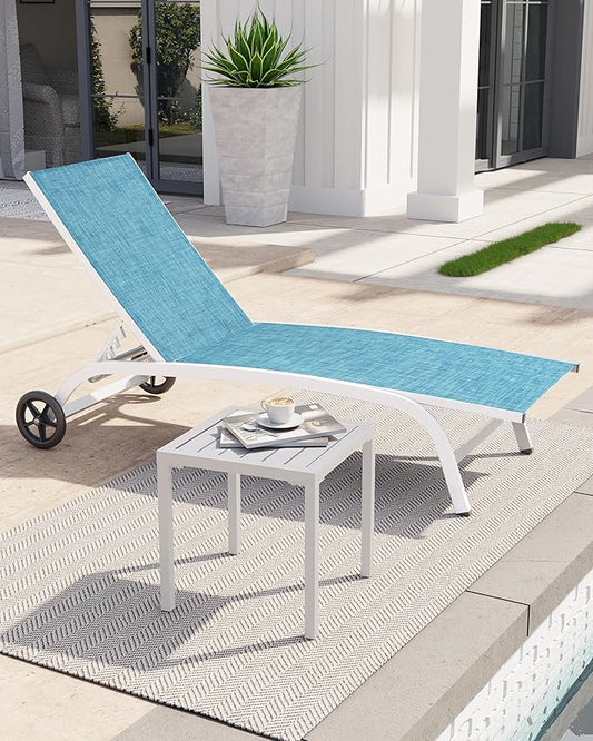 Crestlive Products Aluminum Outdoor Side Table, Pool Lounge Chair Side Table, Weather Resistant Small Square Coffee End Table for Patio, Yard, Garden, Porch, Deck, Indoor, Outdoor