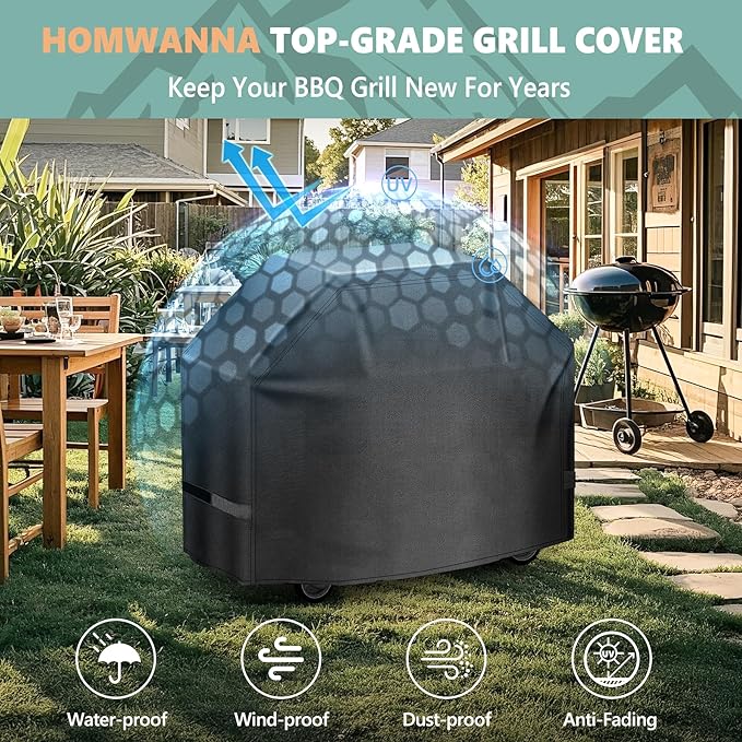 Grill Cover 82 Inch - Extra Large Gas BBQ Cover for Outdoor Grill - 600D Outside Barbecue Covers Waterproof Heavy Duty for Weber, Dyna-glo, Char-Broil, Nexgrill, Brinkmann, Monument and More